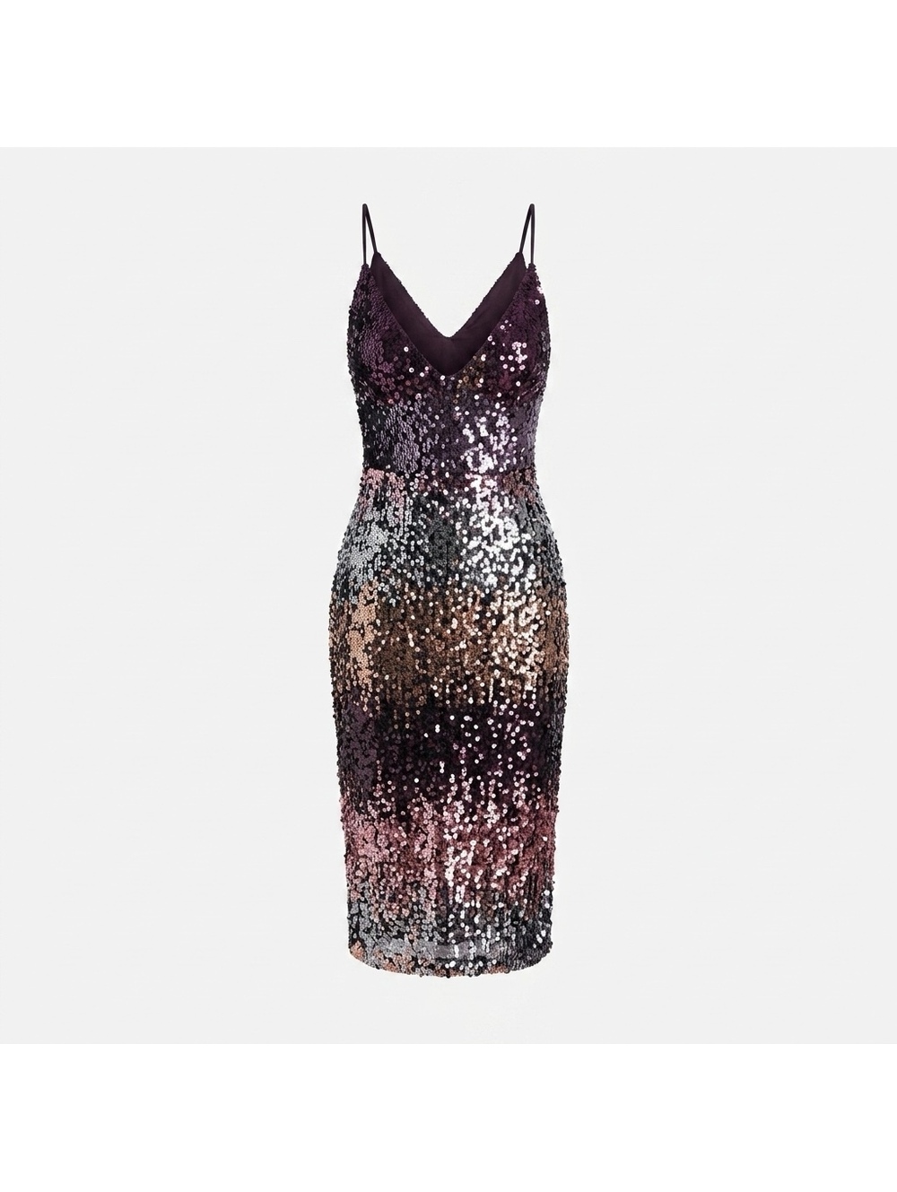 Club London Sequin Ombre Midi Dress with Spaghetti Straps